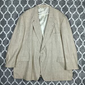 Vintage Barrymore Blazer Mens 60EXL Beige Matka Silk Sport Coat Made USA 80s